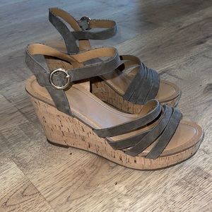 Olive Green Franco Sarto Strappy Wedges | Size 8